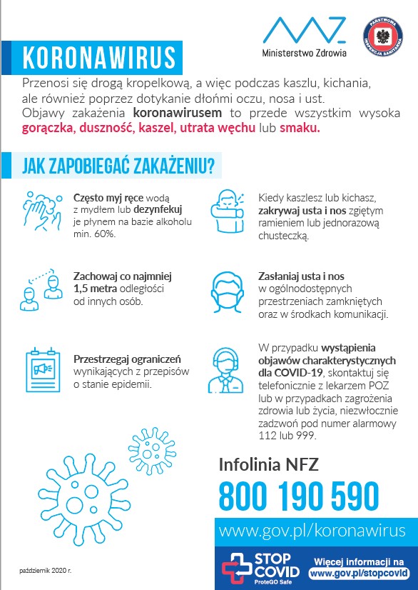 Koronawirus - plakat z ogólnymi informacjami